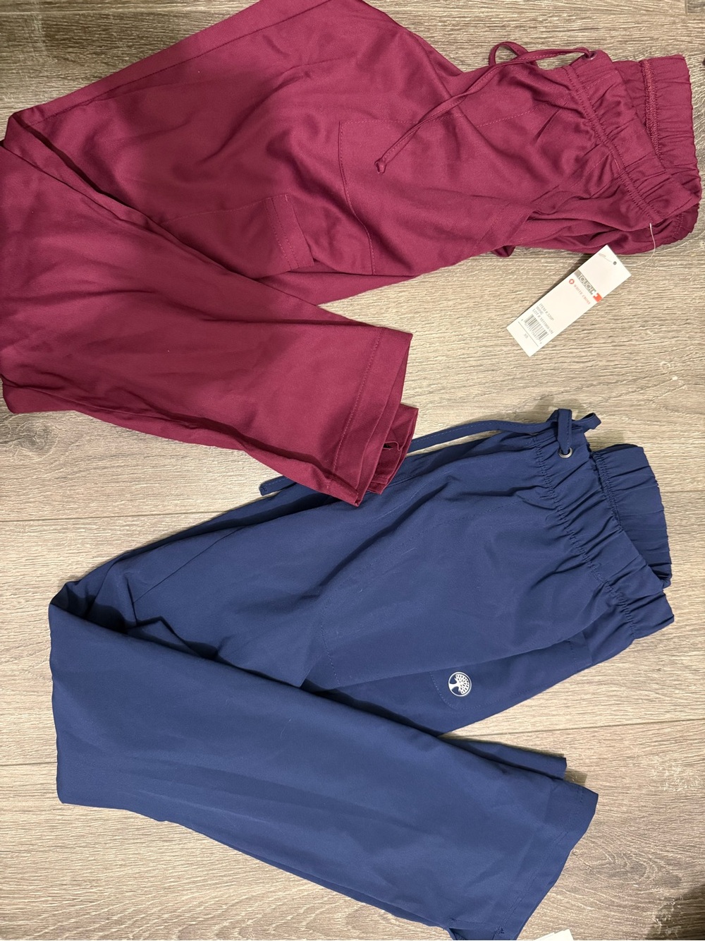 Drawstring Active Pants - Navy and Burgundy scrubs both xs